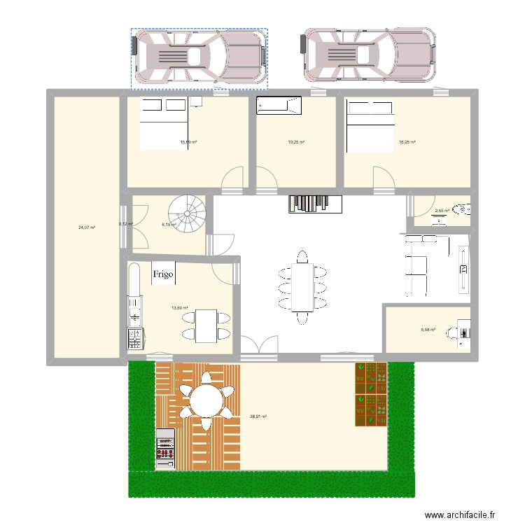 test. Plan de 10 pièces et 133 m2