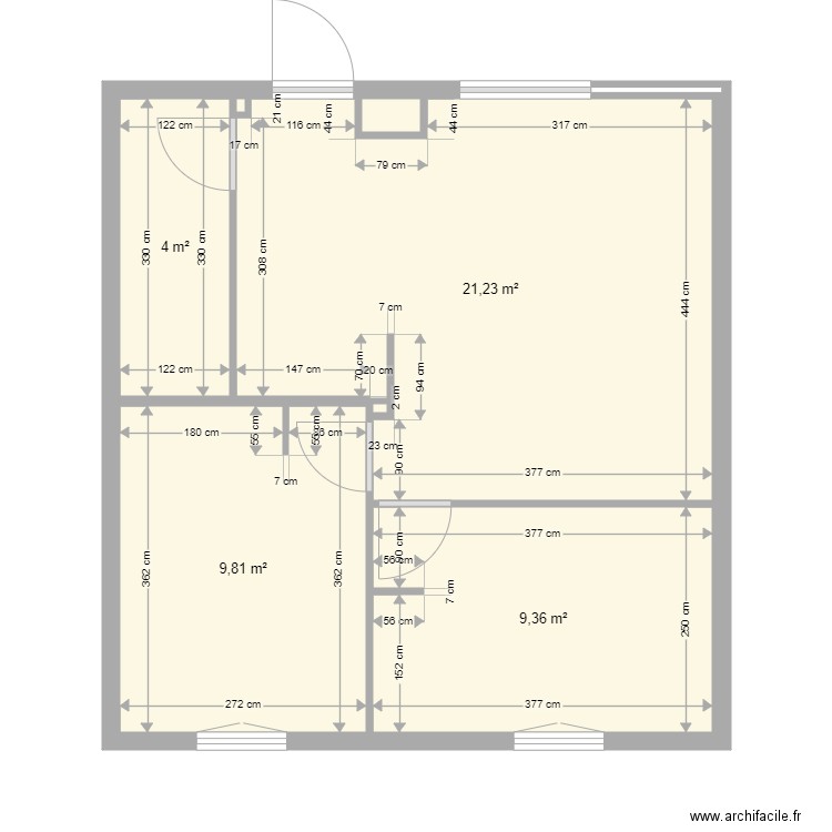 Chantier ANSELMI Plan 2D Projet. Plan de 7 pièces et 45 m2