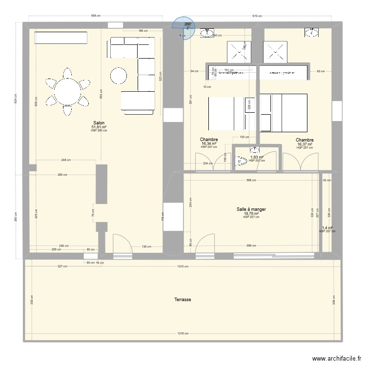 plan appart CY 3c. Plan de 7 pièces et 151 m2