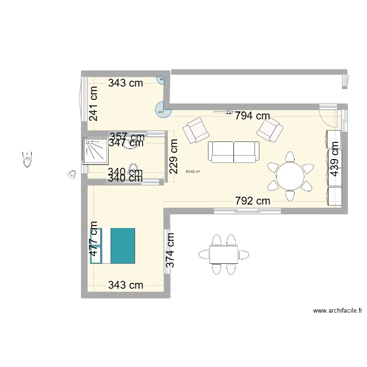 MAISON 1. Plan de 1 pièce et 87 m2