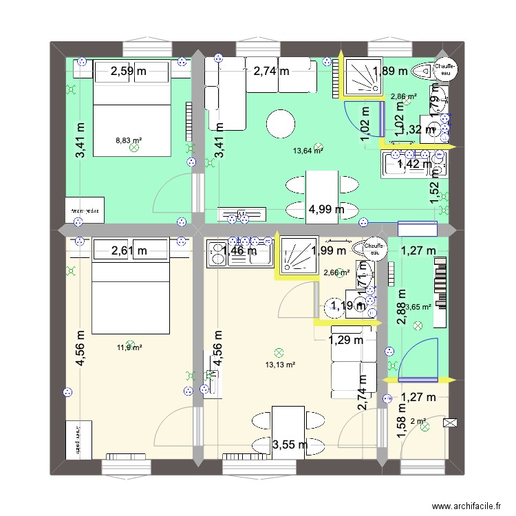 Plan Strasbourg version banque. Plan de 8 pièces et 59 m2