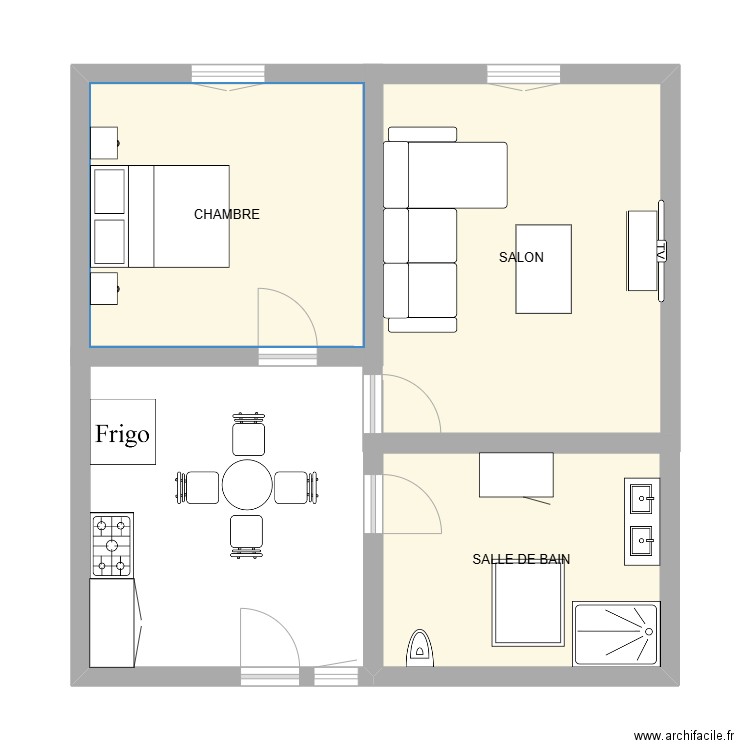 10 pl d'armes 74150 RUMILLY. Plan de 3 pièces et 42 m2