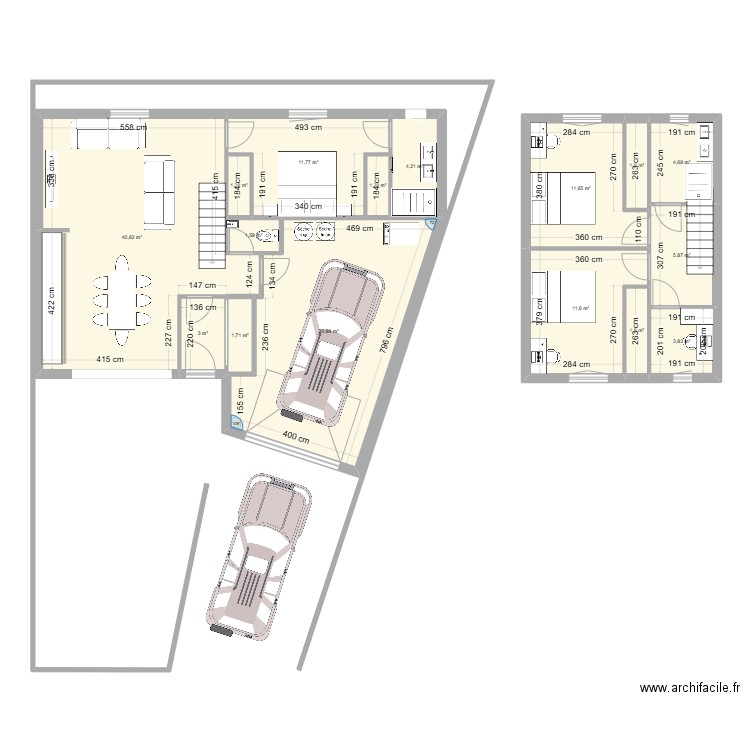 plan 1. Plan de 16 pièces et 138 m2