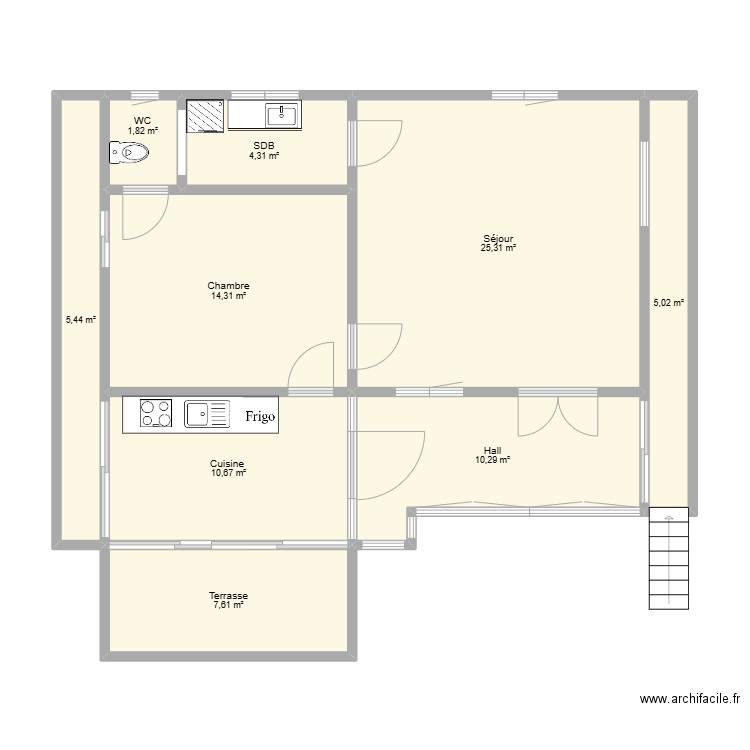 Tavier . Plan de 9 pièces et 85 m2