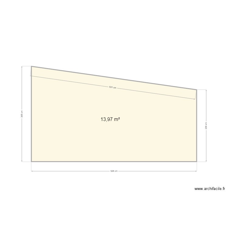 Façade droit. Plan de 1 pièce et 14 m2