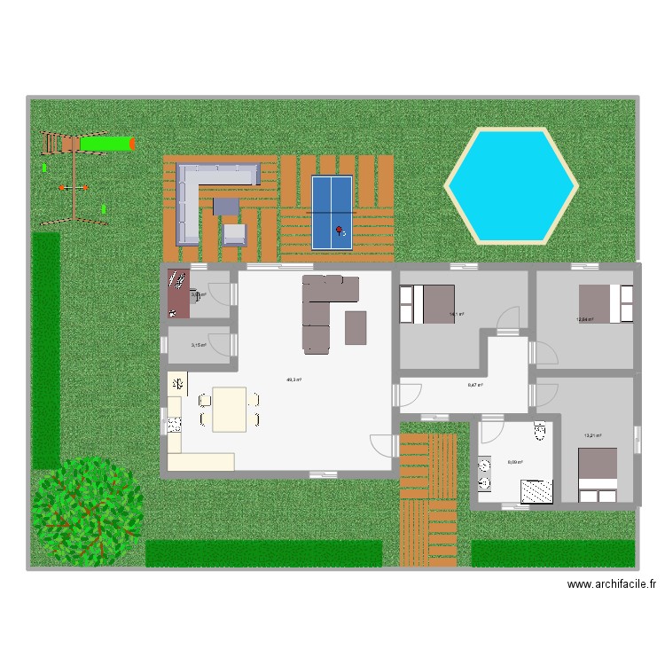 TOM 2. Plan de 8 pièces et 113 m2