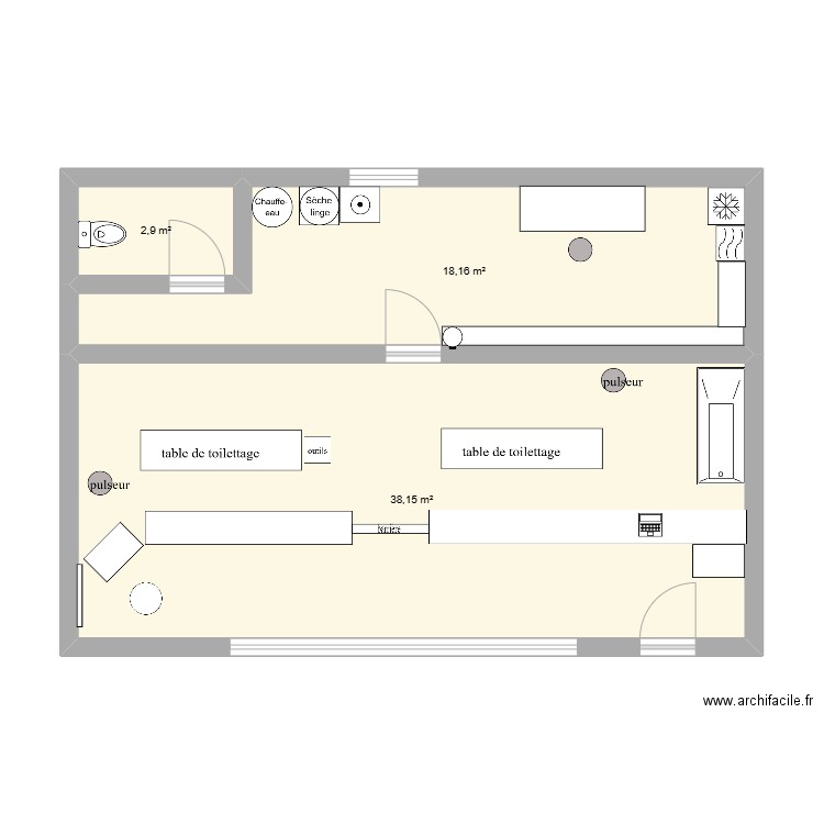 nico. Plan de 3 pièces et 59 m2