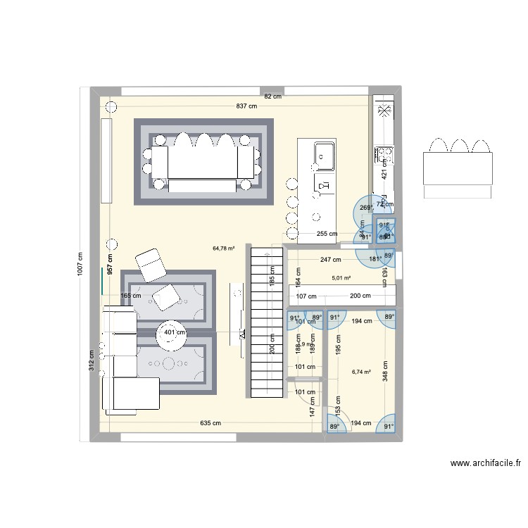 Fabienne complet. Plan de 4 pièces et 78 m2