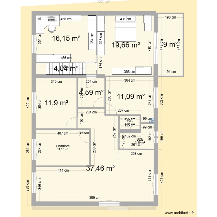 extension projet 8. Plan de 22 pièces et 251 m2