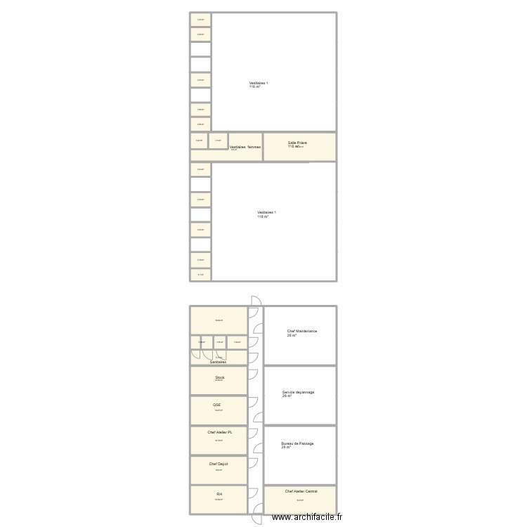 Colas Kongou Rdv. Plan de 25 pièces et 137 m2