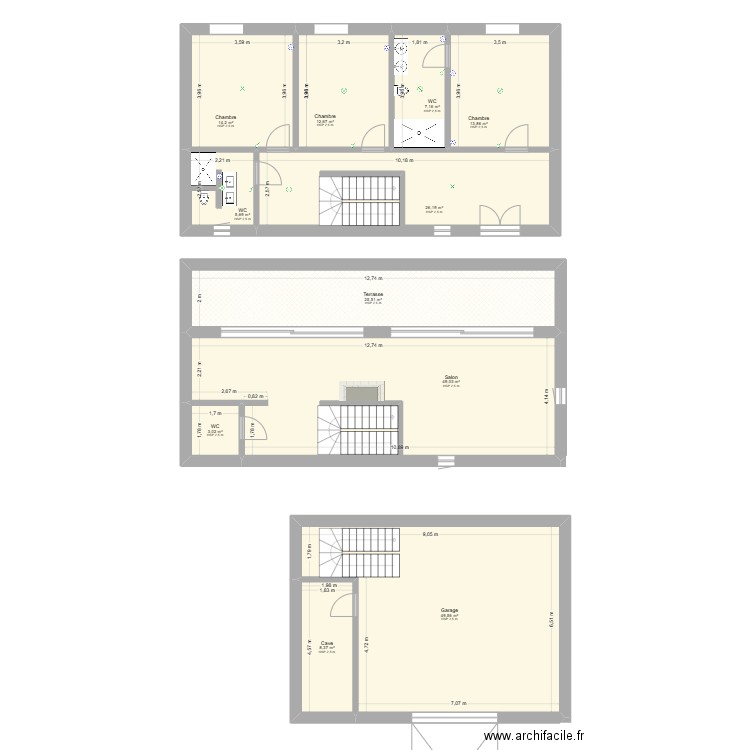 AHBH. Plan de 11 pièces et 215 m2