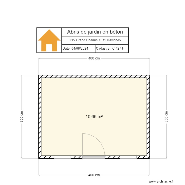 abris de jardin. Plan de 1 pièce et 11 m2