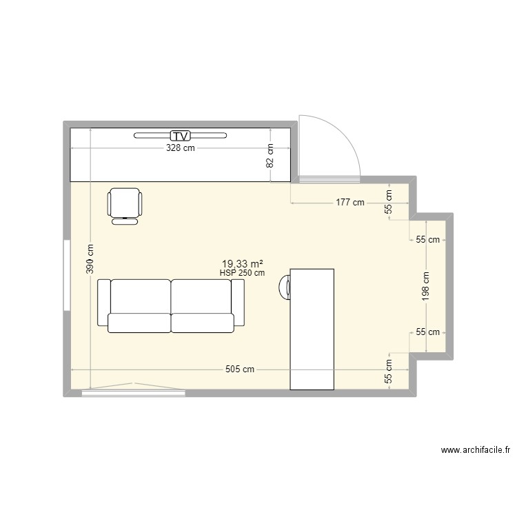 appart jérémy. Plan de 1 pièce et 19 m2