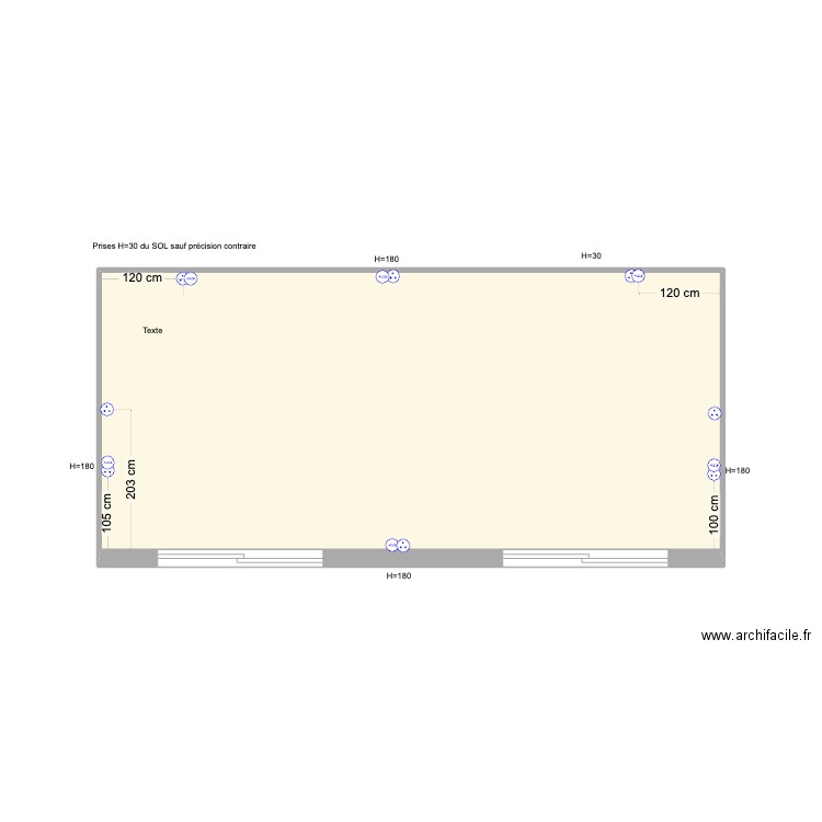 Bureau 1. Plan de 1 pièce et 36 m2