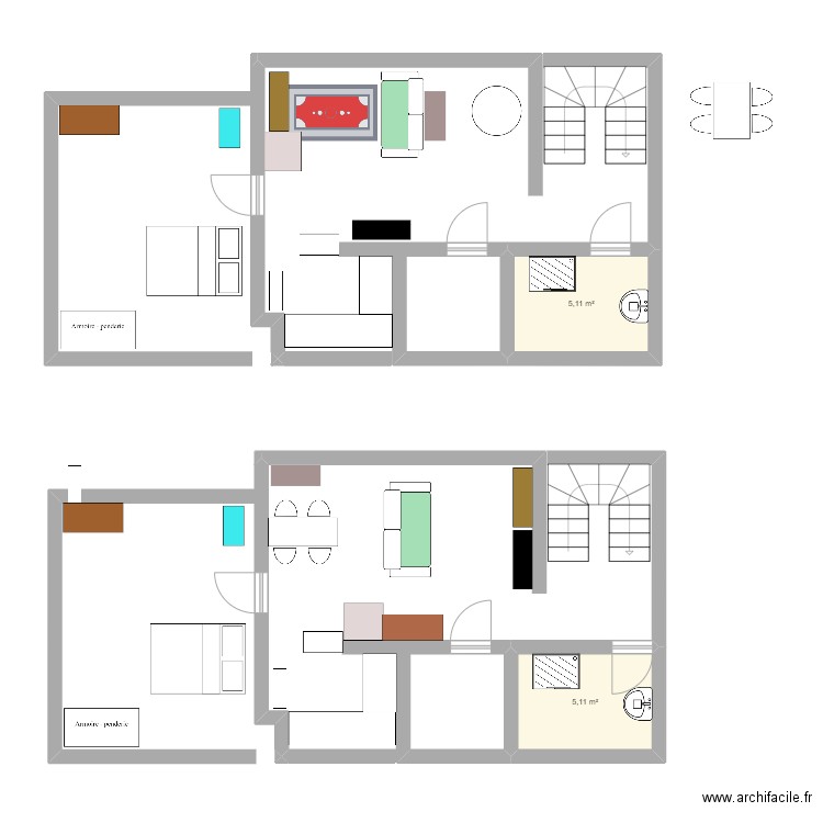 thuya. Plan de 2 pièces et 10 m2