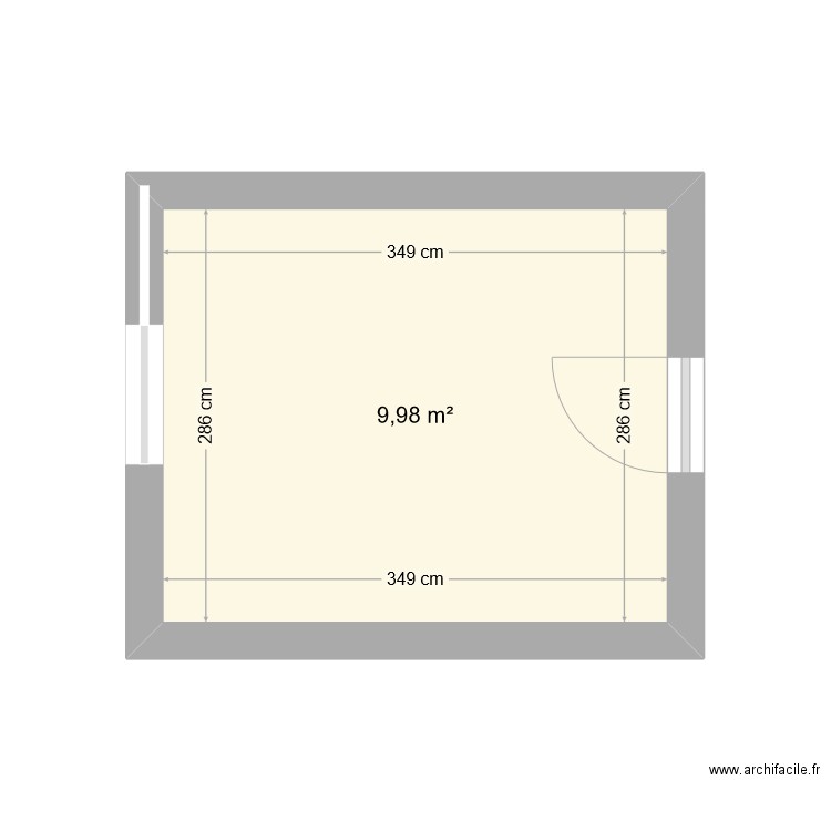 cuisine. Plan de 1 pièce et 10 m2