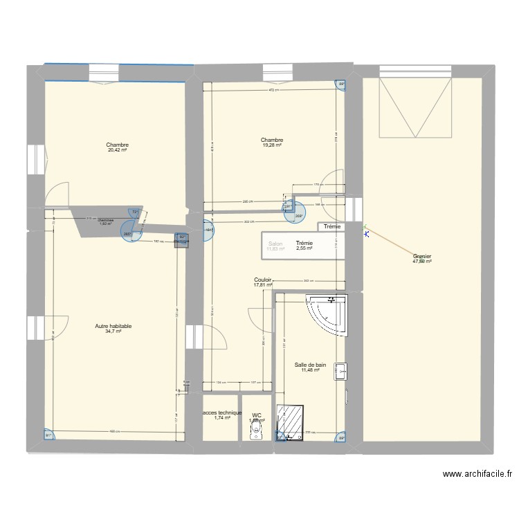 etage projet. Plan de 24 pièces et 321 m2