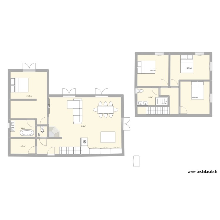 aud. Plan de 10 pièces et 132 m2