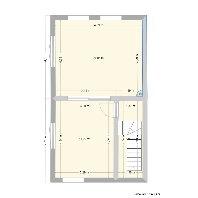 Lille 9 place Solodarité. Plan de 3 pièces et 41 m2