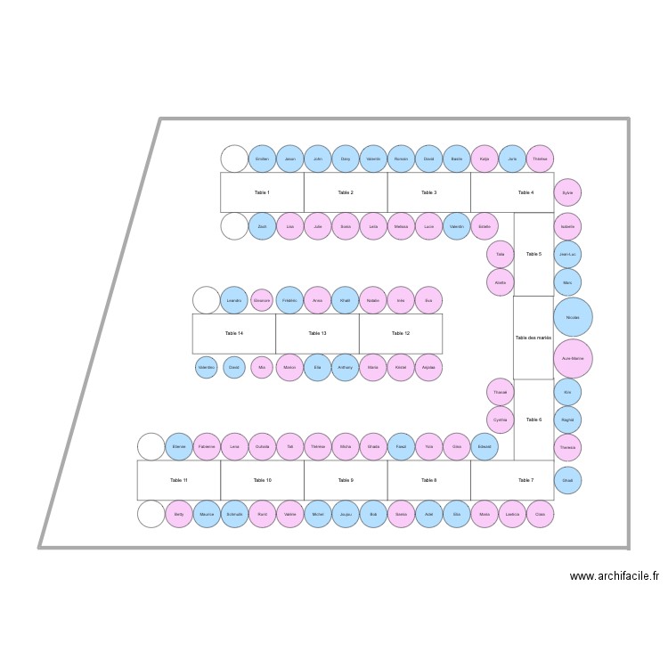 Plan de table - Mariage. Plan de 0 pièce et 0 m2