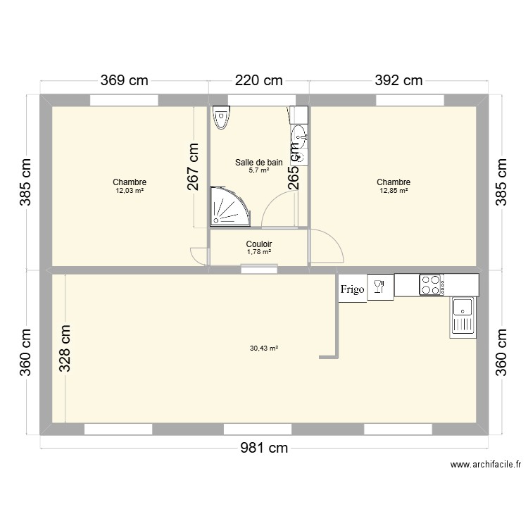 Maison. Plan de 5 pièces et 63 m2