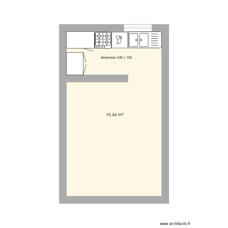 delaporte . Plan de 1 pièce et 19 m2