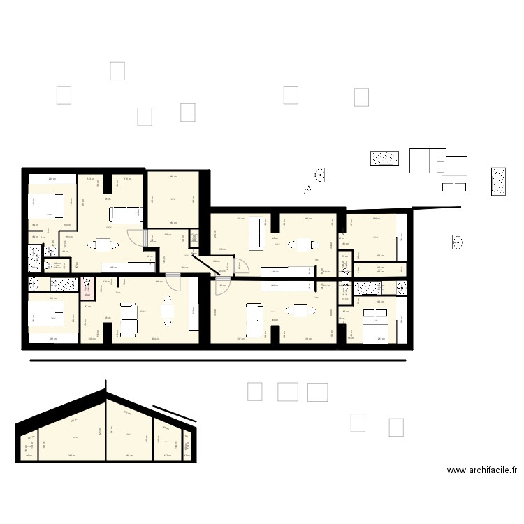 gambetta 4. Plan de 23 pièces et 180 m2