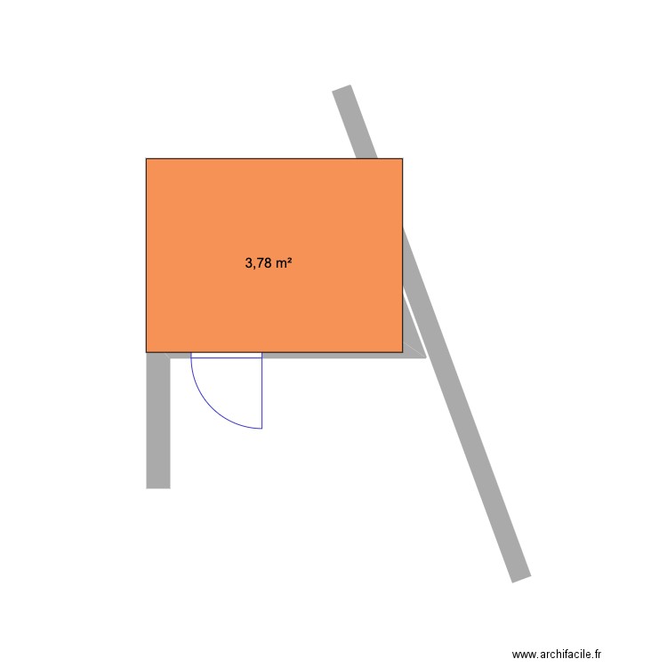 Cabanon . Plan de 1 pièce et 4 m2