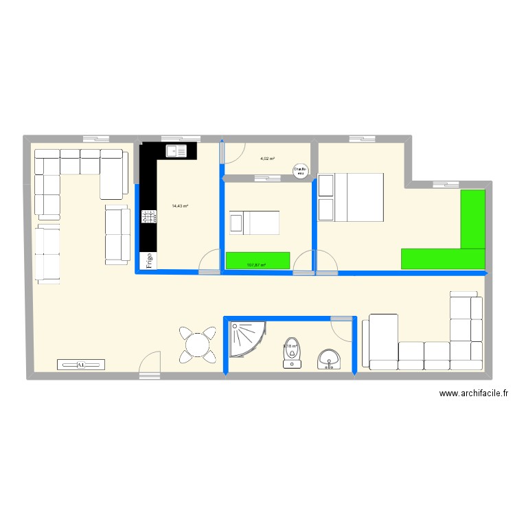 plan appart 04 imm02 GH1. Plan de 4 pièces et 136 m2