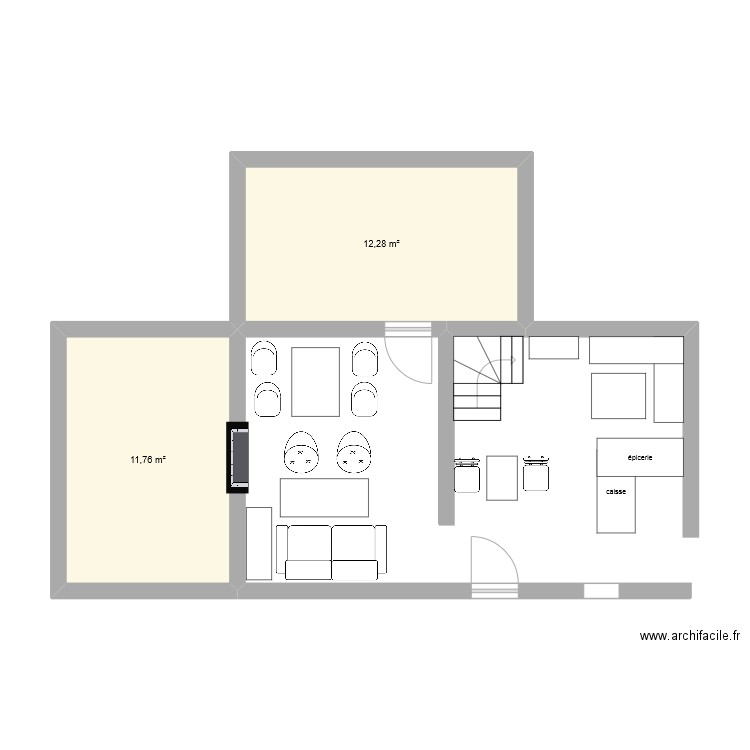 Mercier . Plan de 2 pièces et 24 m2