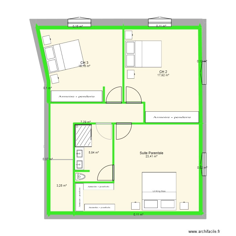 Plan Guillaume. Plan de 19 pièces et 148 m2