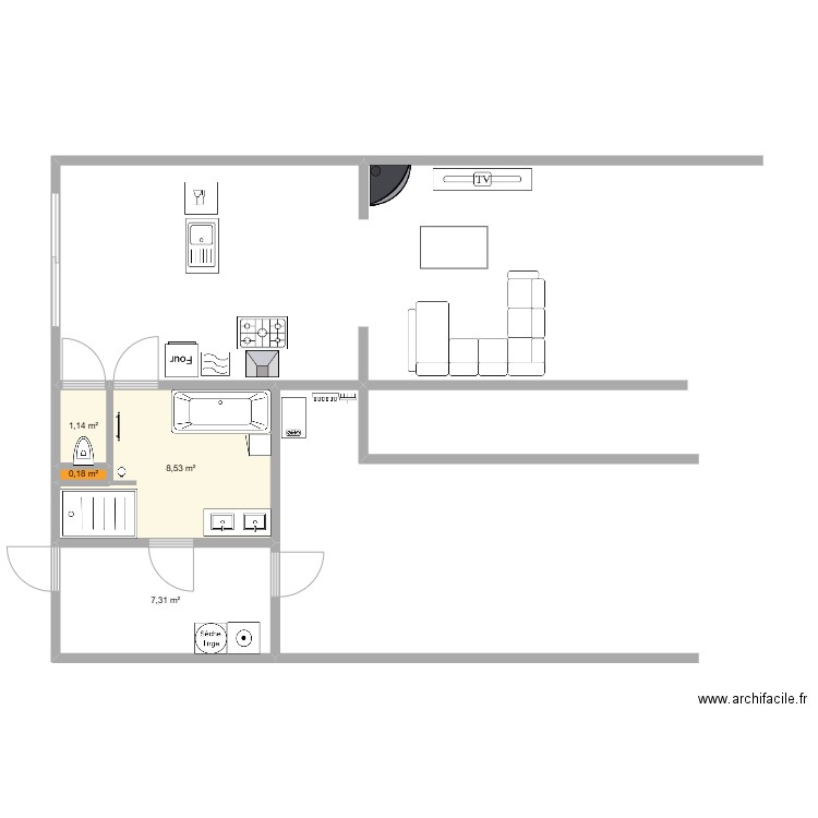 maison. Plan de 4 pièces et 17 m2