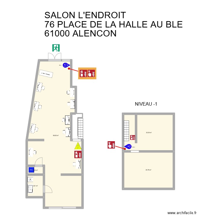 L'endroit . Plan de 5 pièces et 115 m2