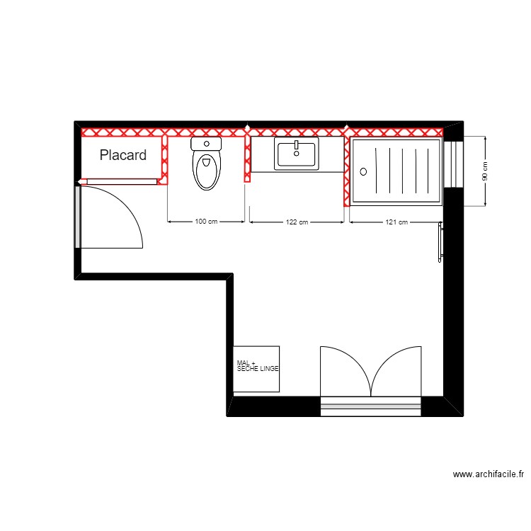 SALLE DE BAIN DUFRECHE 3. Plan de 3 pièces et 12 m2