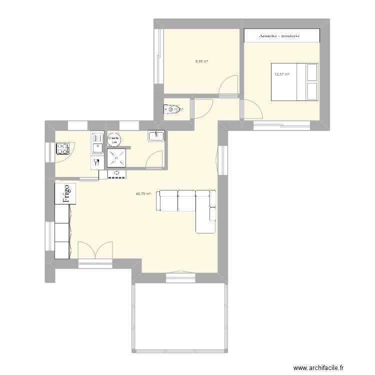 calque 1. Plan de 4 pièces et 63 m2