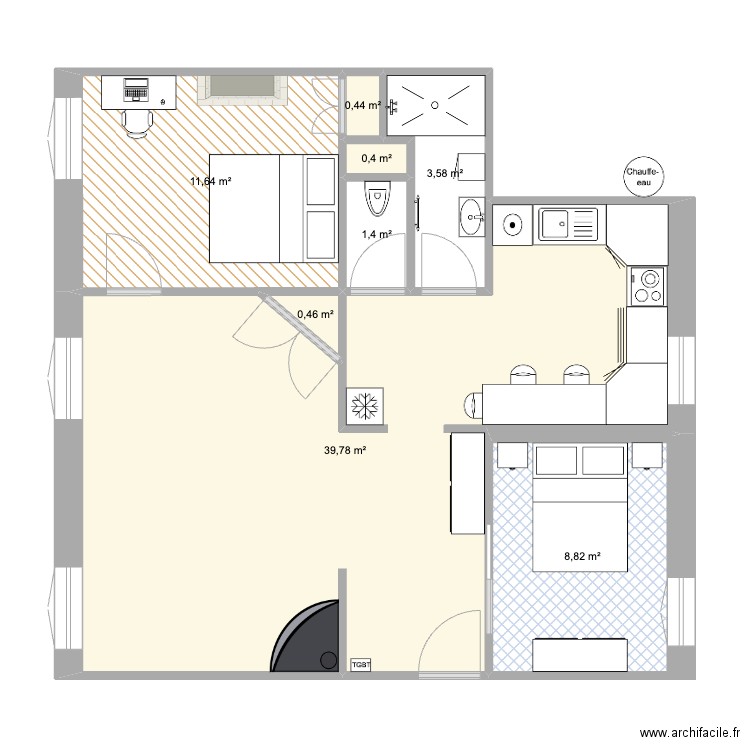 Bellamy Option 4. Plan de 8 pièces et 67 m2