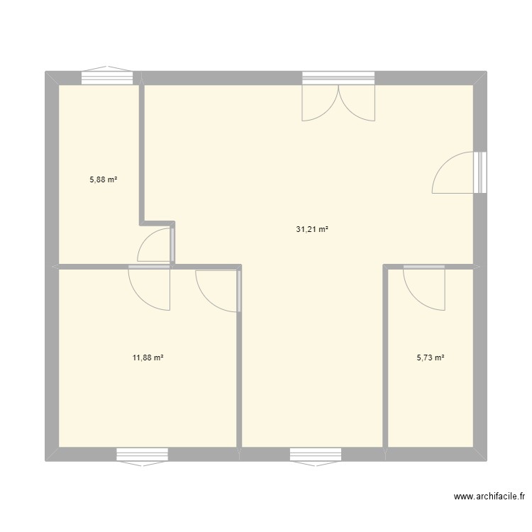 Sambras appartement. Plan de 4 pièces et 55 m2