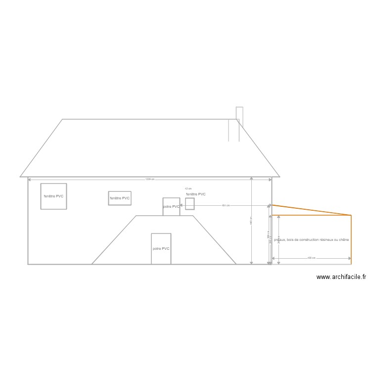 facade ouest. Plan de 10 pièces et 99 m2