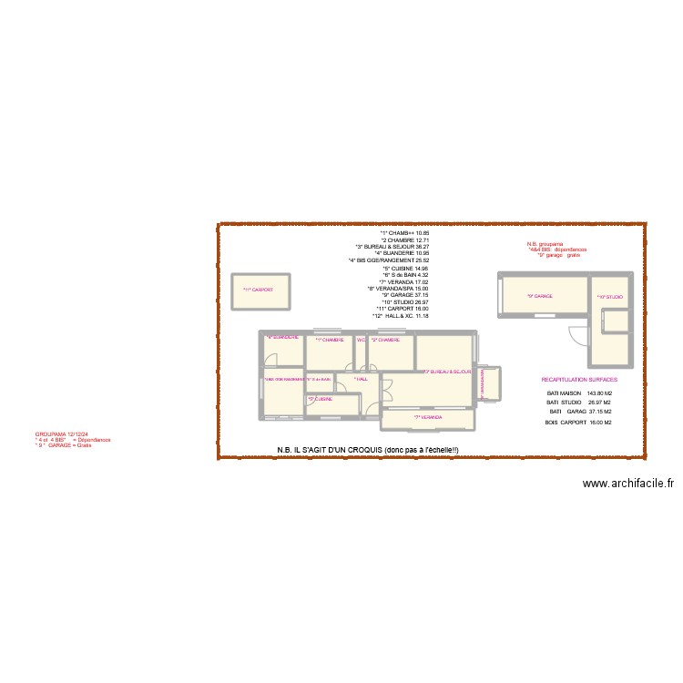 RONCIERE ASSURANCE. Plan de 10 pièces et 21 m2