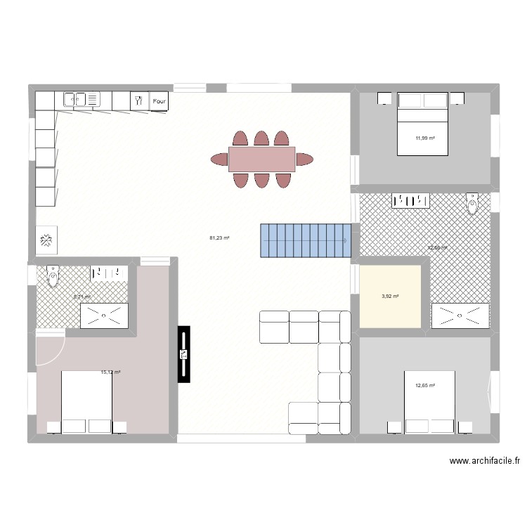 Juan. Plan de 7 pièces et 143 m2