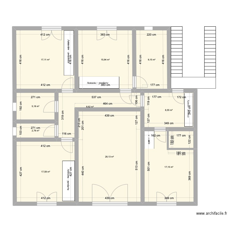 Plan Passy. Plan de 10 pièces et 130 m2