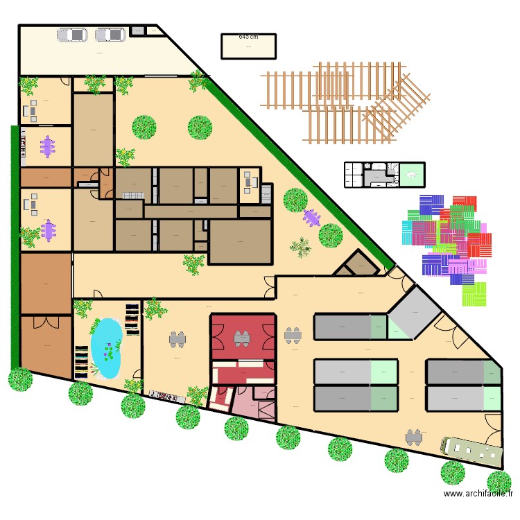 RESTO NORD + STANDS 1111C. Plan de 77 pièces et 1863 m2