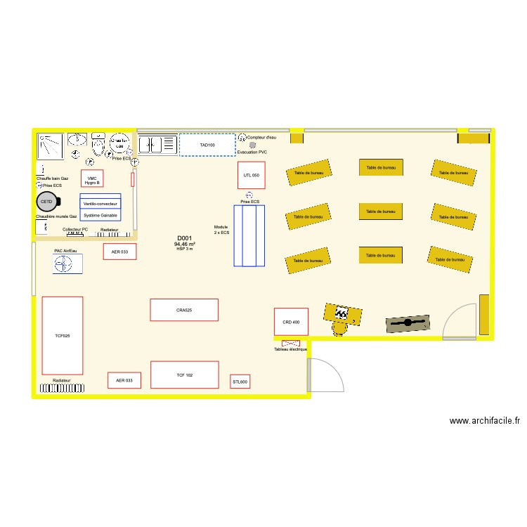 D001& D002-4. Plan de 1 pièce et 94 m2