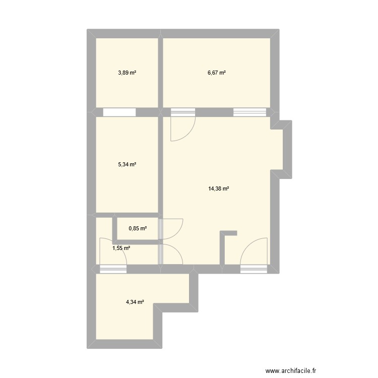 appartement bas. Plan de 7 pièces et 37 m2