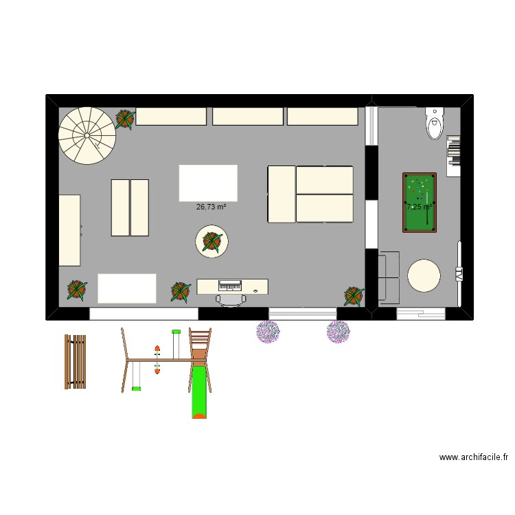 BOULANGERIE TON. Plan de 2 pièces et 34 m2