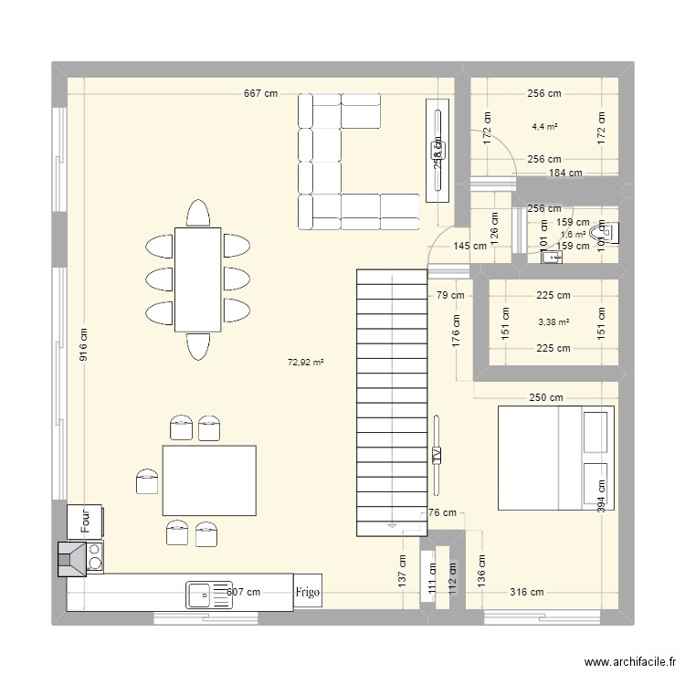 alba renov. Plan de 4 pièces et 82 m2