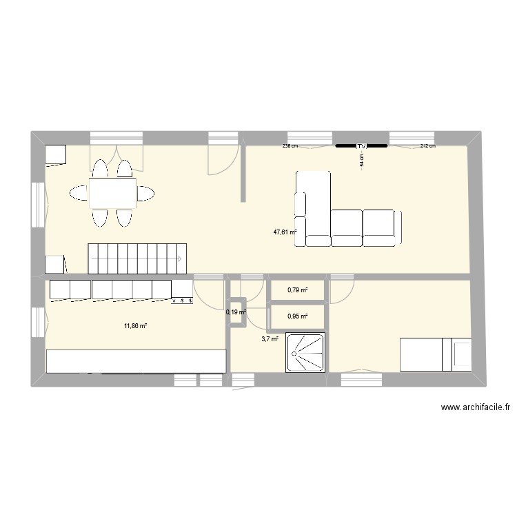 maison1. Plan de 6 pièces et 65 m2