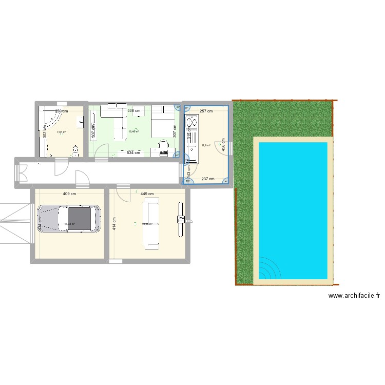 plano habitación. Plan de 5 pièces et 72 m2