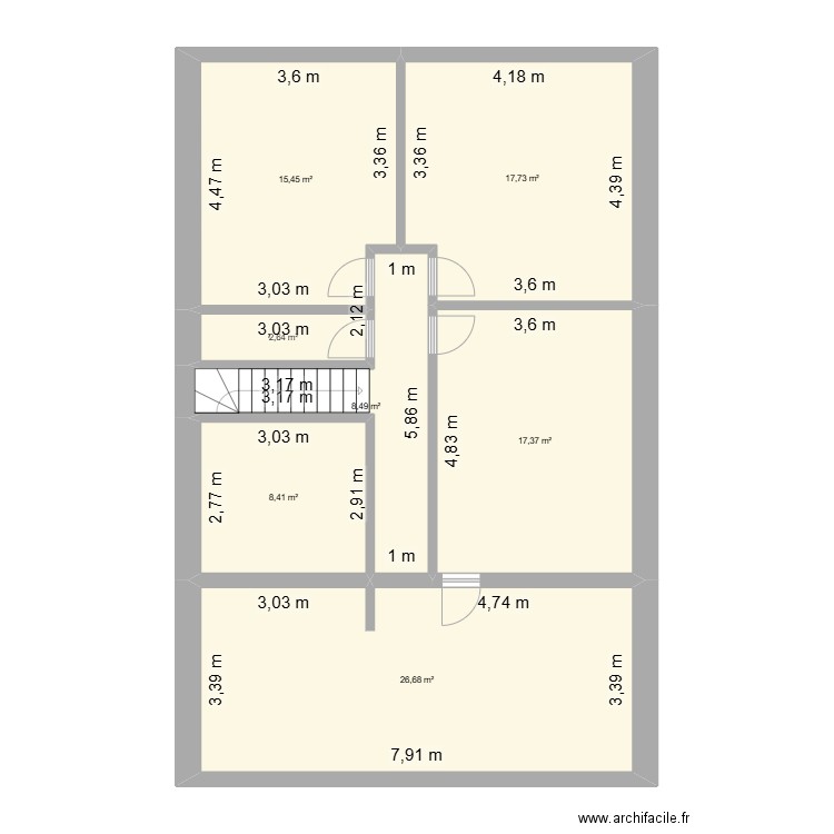 1er étage - Maison Sainte Cécile . Plan de 7 pièces et 97 m2