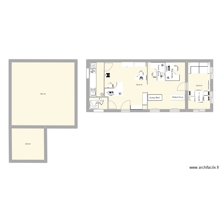 locaux pros 2. Plan de 5 pièces et 102 m2